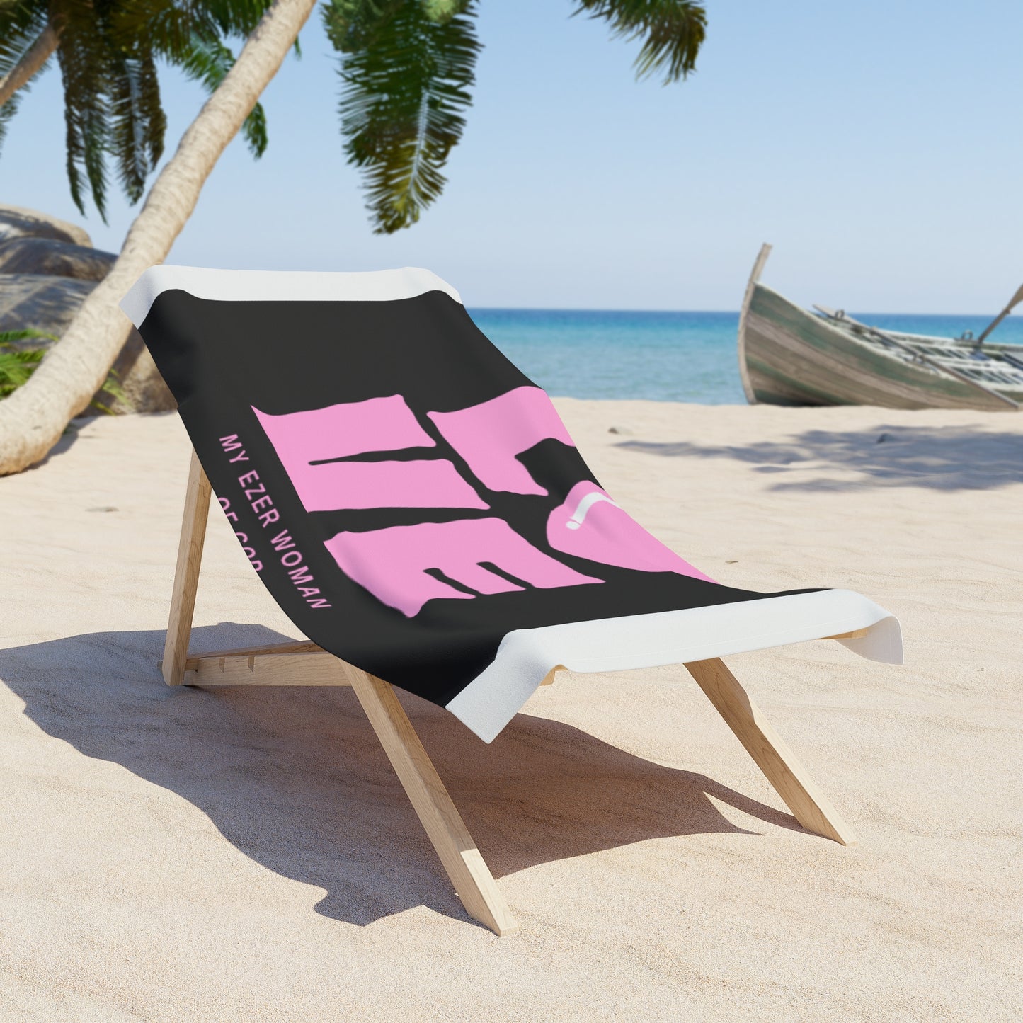 Love Pink Heart Beach Towel — "My Ezer Woman" Inspirational Beach Towel