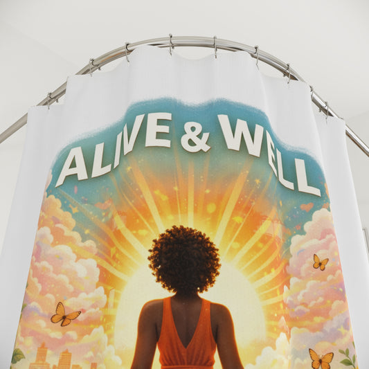 Alive & Well 2026 Shower Curtain - Inspirational Wellness Bathroom Decor with Faith Message