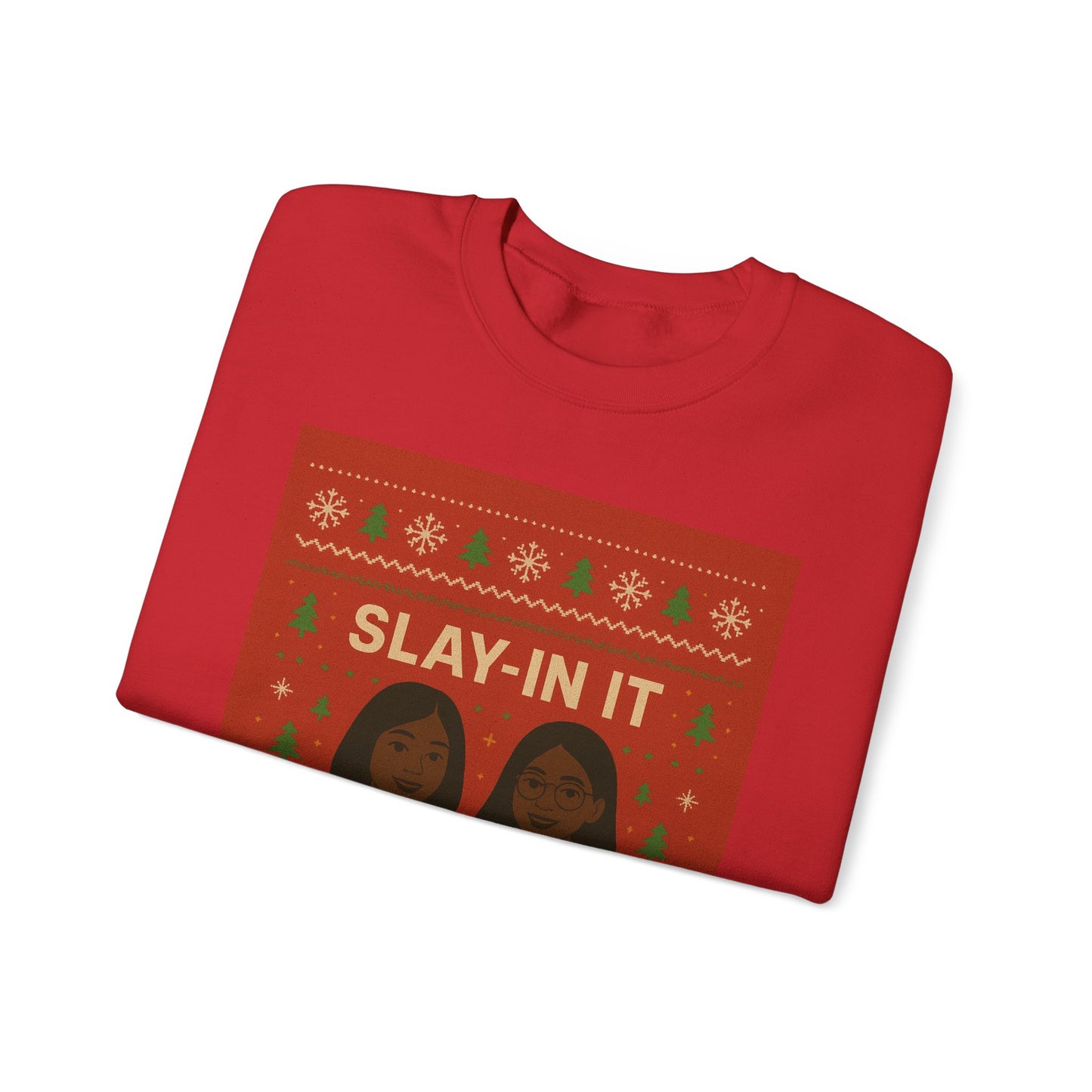 Slay-In It illustration crewneck sweatshirt | Black women holiday sweater design