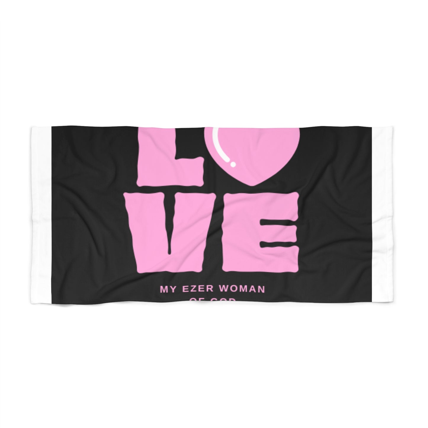 Love Pink Heart Beach Towel — "My Ezer Woman" Inspirational Beach Towel