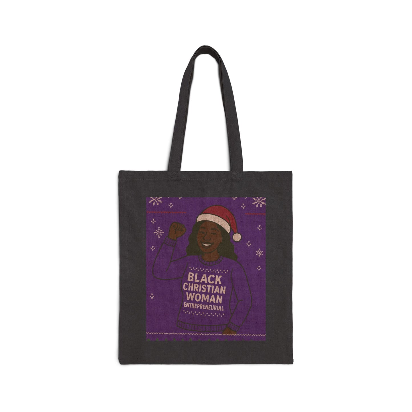 Black Christian Woman Illustration Tote Bag | Christmas Santa Hat