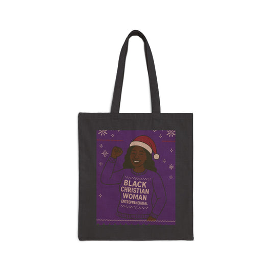 Black Christian Woman Illustration Tote Bag | Christmas Santa Hat